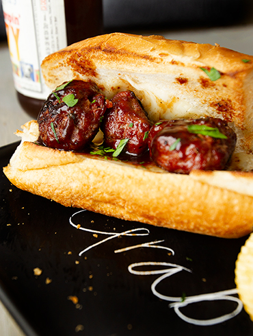 Simple Meatball Sandwich with BBQ sauce