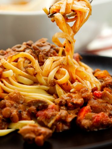 Plated Vegan Bolognese