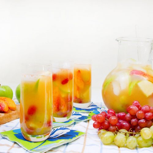 Sangria with white wine and summer fruits