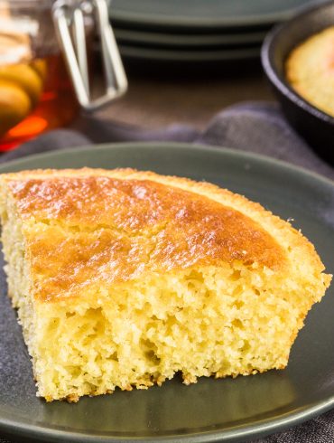 Slice of cornbread on a plate