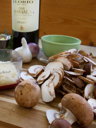 Ingredients prepped for Mushroom Marsala