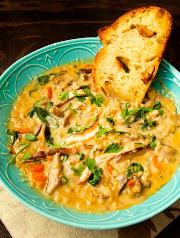 Instant Pot Mushroom and Wild Rice Soup